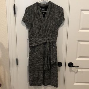 Anthropologie Mauve Faux Wrap Grey White Surplice Bodycon Dress Small